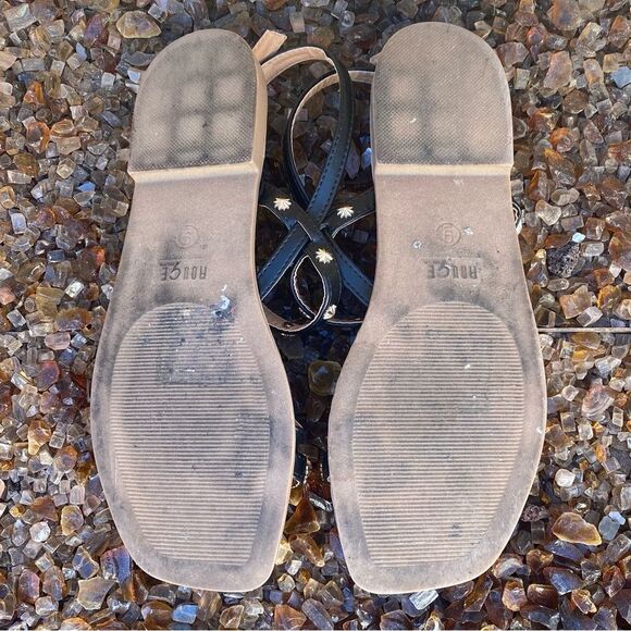 Rouge Helium Black Sandals w/ Gold Starburst Studs. Size 9. EUC - Picture 5 of 5